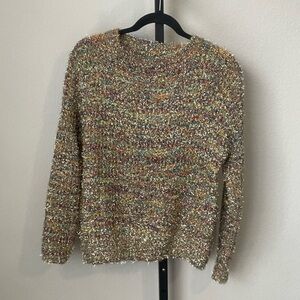 NWT Northern Angel Gold Metallic Tinsel Crew Neck Chunky Sweater Large